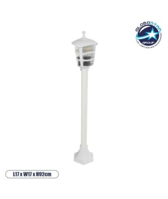 GloboStar® ZARDIN 203-0240 Vintage Επιδαπέδιο Φωτιστικό Κολωνάκι Κήπου Μονόφωτο 1 x E27 IP44 Λευκό & Διάφανο Πλαστικό - Μ17 x Π17 x Υ92cm